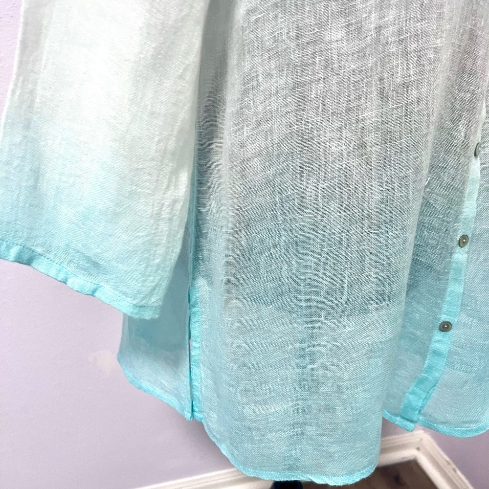 Eileen Fisher ombré linen button down Top‎ S - Picture 6 of 9